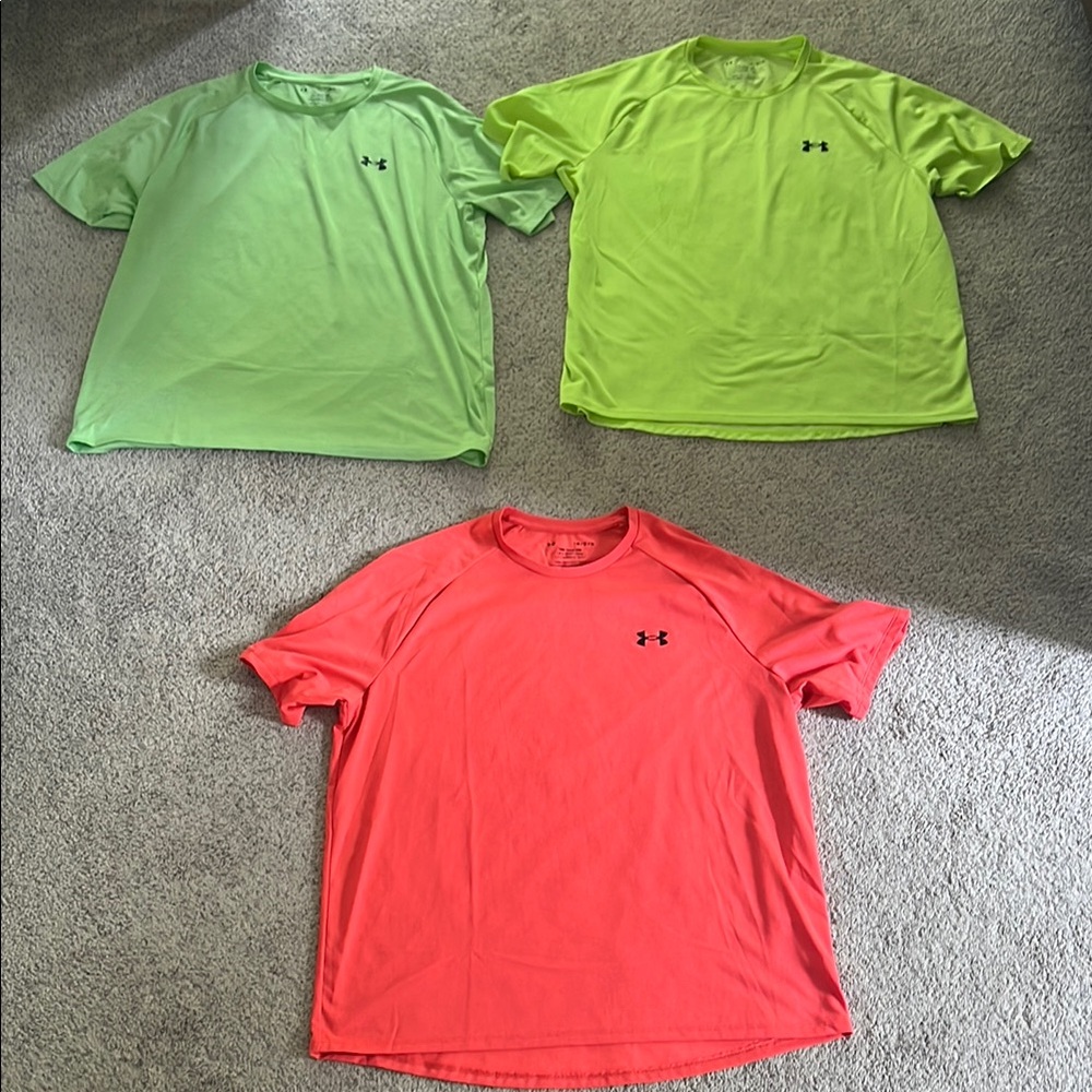 Under Armour Trio T-Shirts - Lime, Neon Yellow, Coral
